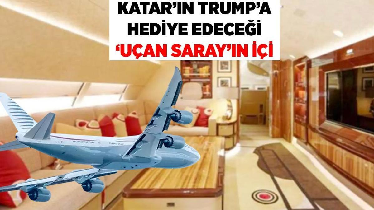ABD'de Başkanı Trump'a sunulan milyonlarca dolarlık Katarlı lüks jetin içi!