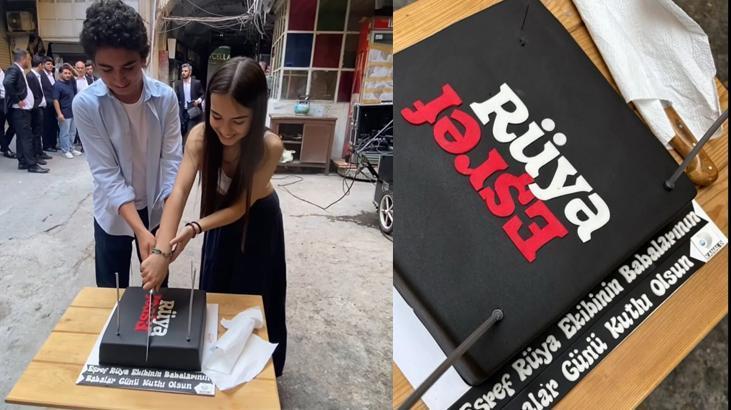 Eşref'in çocuklarından babalar günü sürprizi! Pastayla seti ziyaret ettiler