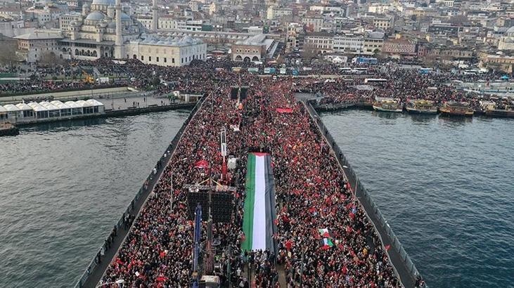 Galata Köprüsü'nde tarihi gün! Yüz binlerce kişi Filistin için toplanıyor