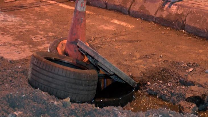 Güngören'de geçtiğimiz ay çöken yol yeniden çöktü! İş yerini su bastı