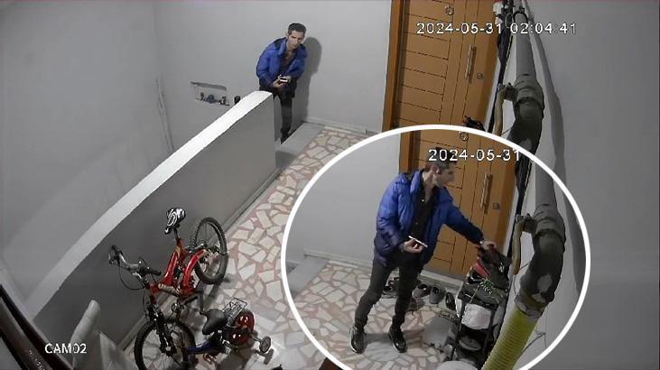 Hırsızın rahatlığı kamerada! Katları tek tek dolaşıp, beğendiği ayakkabıları topladı