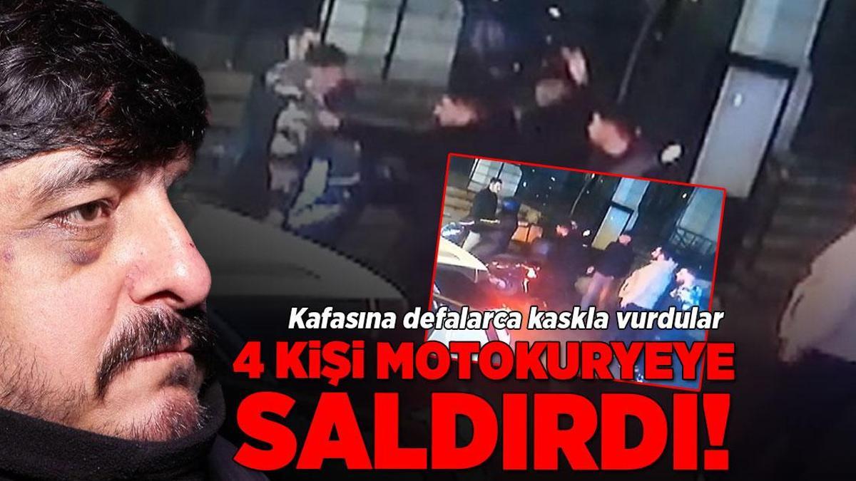 Motokurye dehşeti yaşadı! 4 kişi etrafını sardı, kafasına kaskla 3 kez vurdular