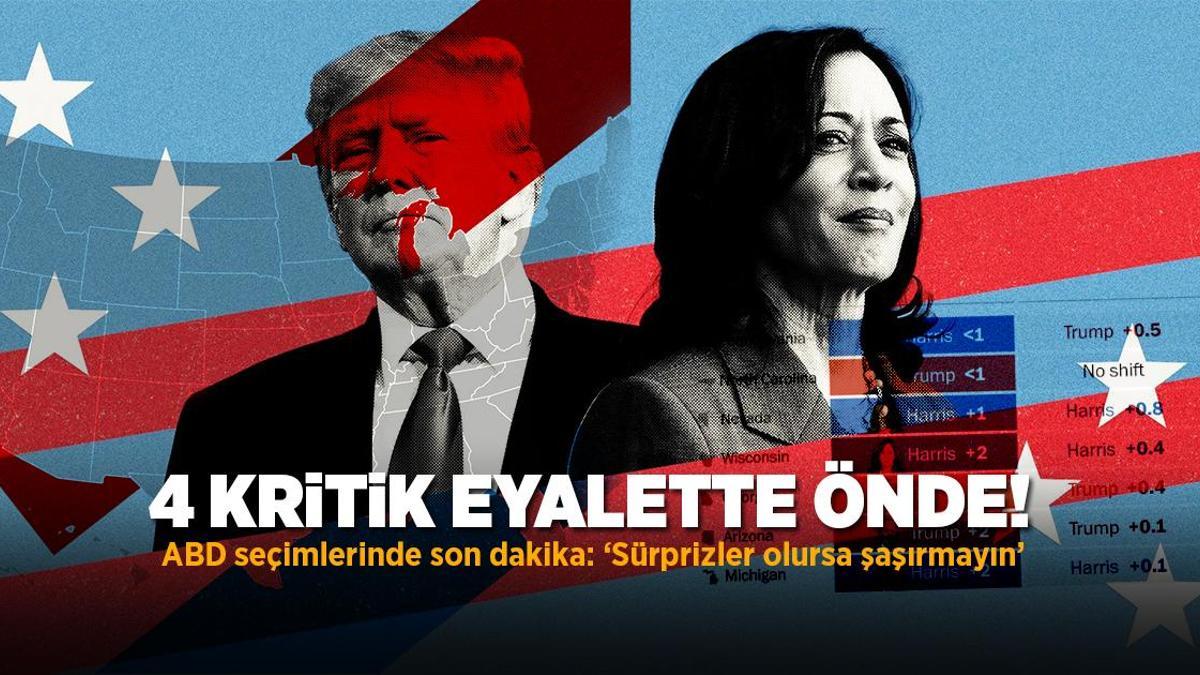 SON DAKİKA 2024 ABD BAŞKANLIK SEÇİMLERİ HABERLERİ: Kamala Harris mi, Donald Trump mı? Dört kritik eyalette önde!