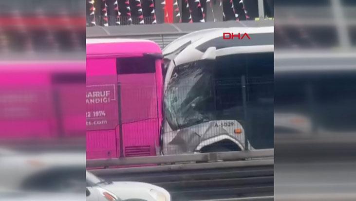 Son dakika: İstanbul'da iki metrobüs çarpıştı! Yaralılar var